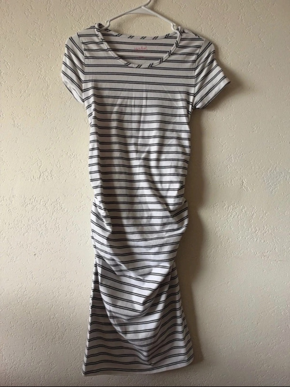 Isabel Maternity by Ingrid & Isabel White and Black Striped Midi Dress